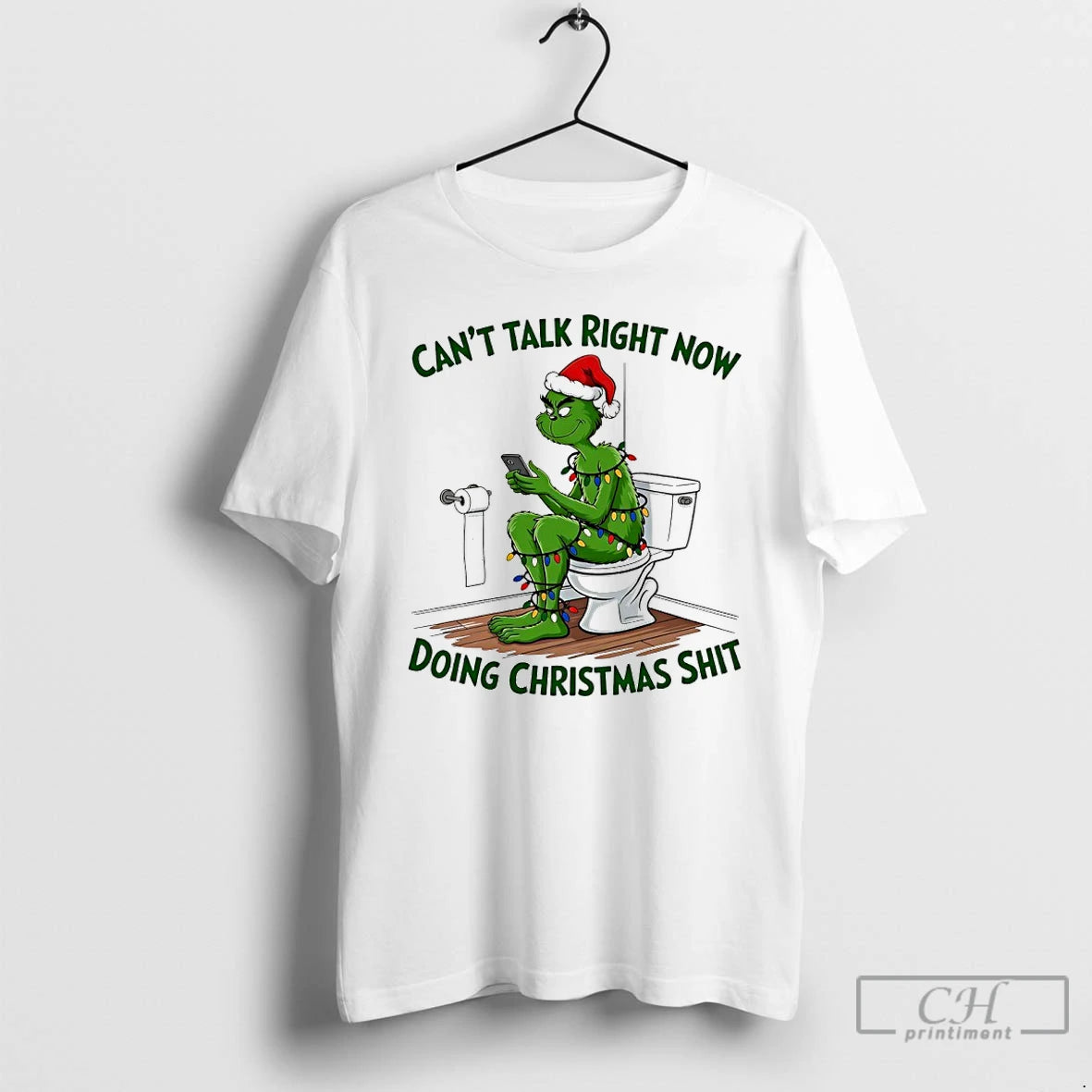 Classic Grinch On Toilet Cant Talk Right Now Doing Christmas Shit T-Shirts, Hoodie, Sweatshirt | PopFlextees.com