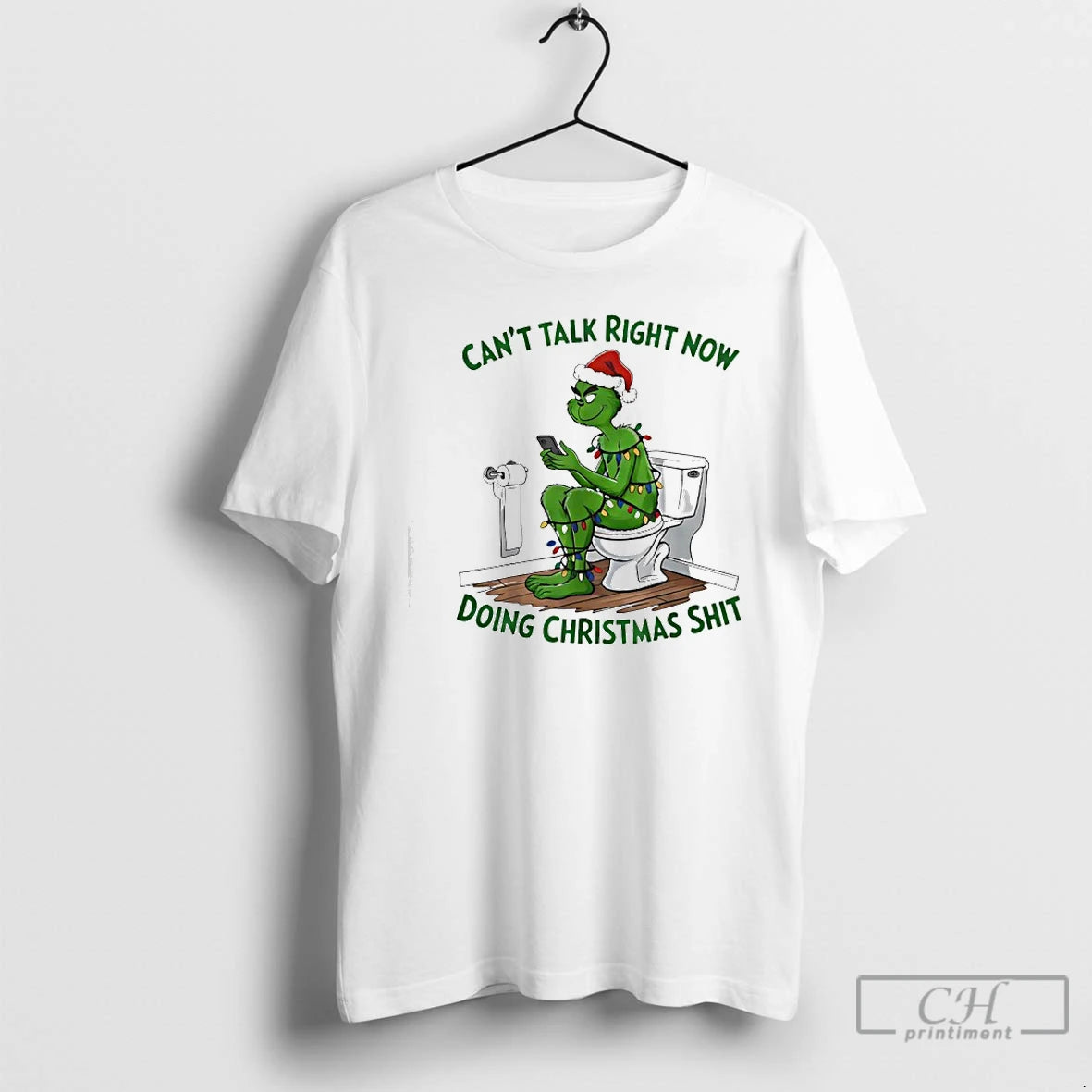 Classic Grinch Santa Hat Cant Talk Right Now Doing Christmas Shits T-Shirts, Hoodie, Sweatshirt | PopFlextees.com