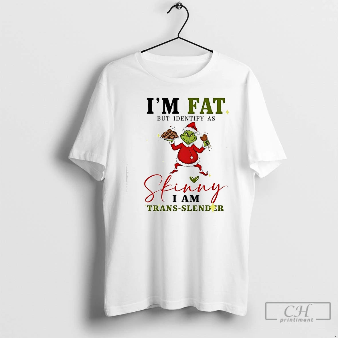 Classic Grinch Santa Im Fat But Identify As Skinny I Am Trans Slender T Shirts Hoodie, Sweatshirt | PopFlextees.com