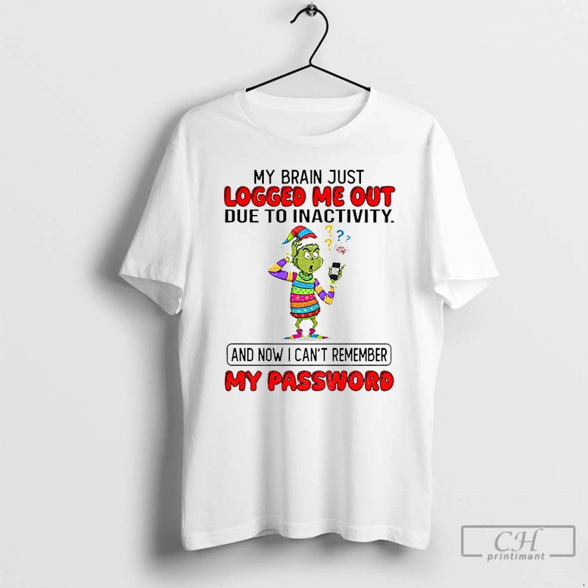 Classic Grinch Santa My Brain Just Logged Me Out Due To Inactivity And Now T-Shirts, Hoodie, Sweatshirt | PopFlextees.com