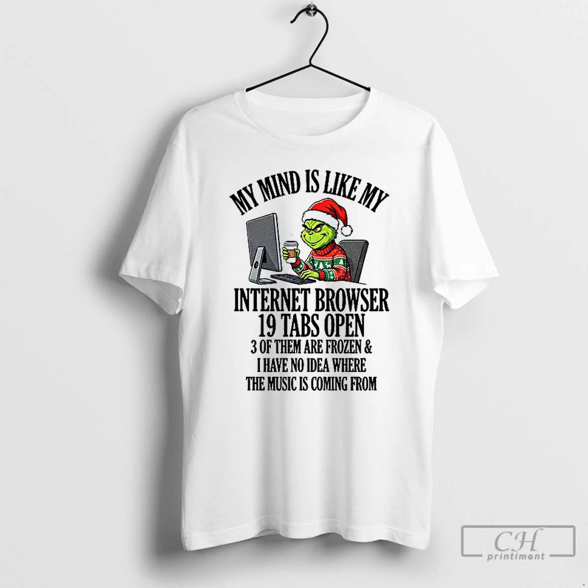 Classic Grinch Santa My Mind Is Like My Internet Browser 10 Tabs Open 3 Of T-Shirts, Hoodie, Sweatshirt | PopFlextees.com