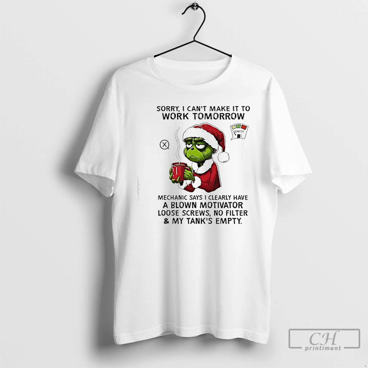 Classic Grinch Santa Sorry I Cant Make It To Work Tomorrow Empty No Filter My T-Shirts, Hoodie, Sweatshirt | PopFlextees.com