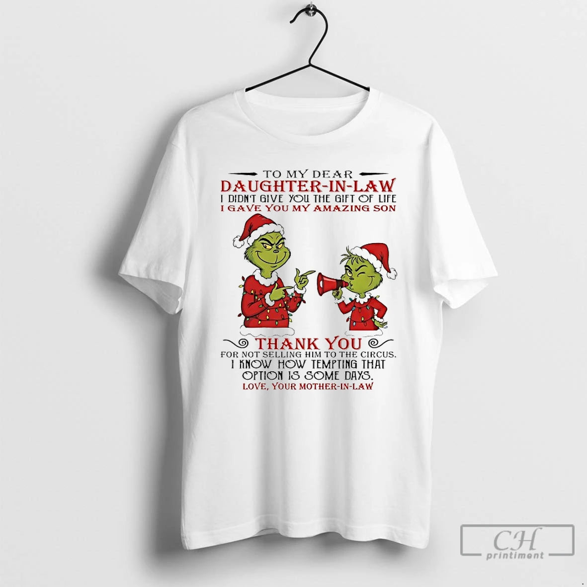 Classic Grinch To My Dear Daughter In Law Idiontgive Chirstmas 2025 T-Shirts, Hoodie, Sweatshirt | PopFlextees.com