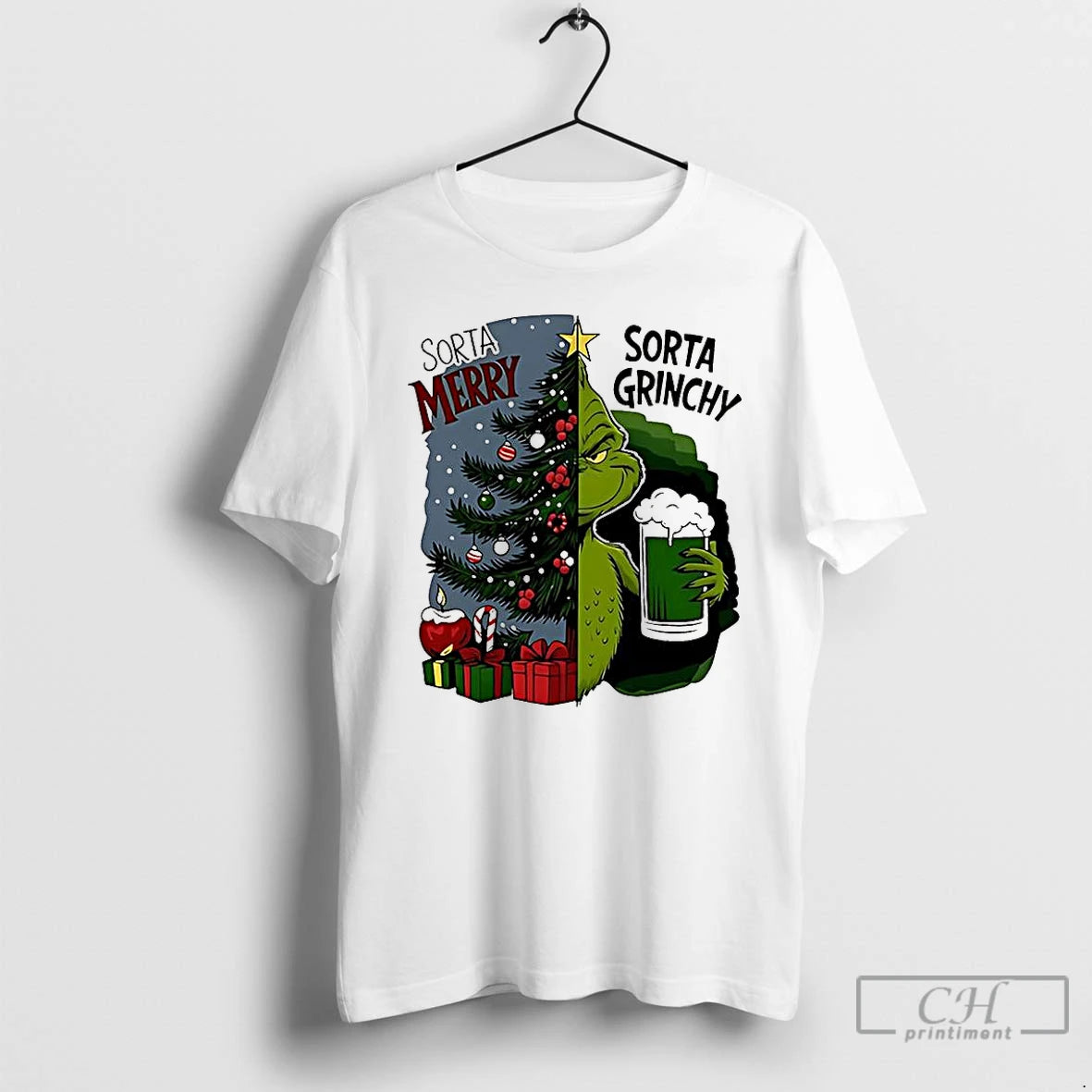 Classic Grinch Half Tree Sorta Merry Sorta Grinchy Christmas Holiday T-Shirts, Hoodie, Sweatshirt | PopFlextees.com
