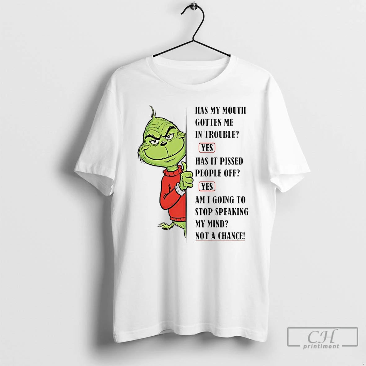 Classic Grinch Has My Mouth Gotten Me In Trouble Yes Has It Pissed People Off T-Shirts, Hoodie, Sweatshirt | PopFlextees.com