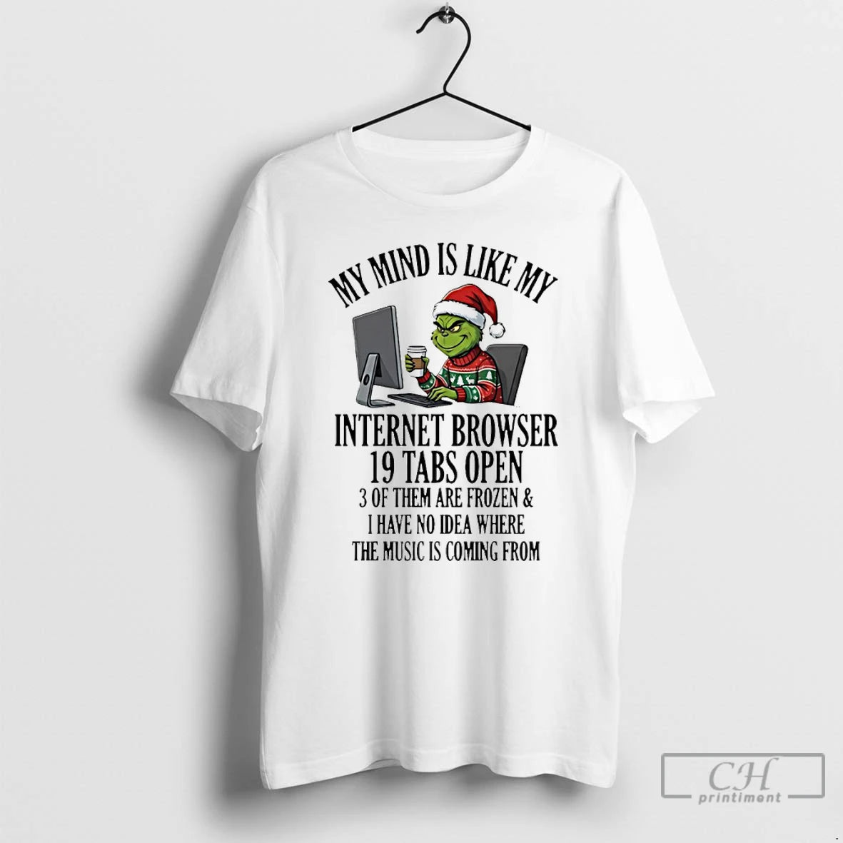 Classic Grinch Santa My Mind Is Like My Internet Browser 19 Tabs Open 3 Of T-Shirts, Hoodie, Sweatshirt | PopFlextees.com