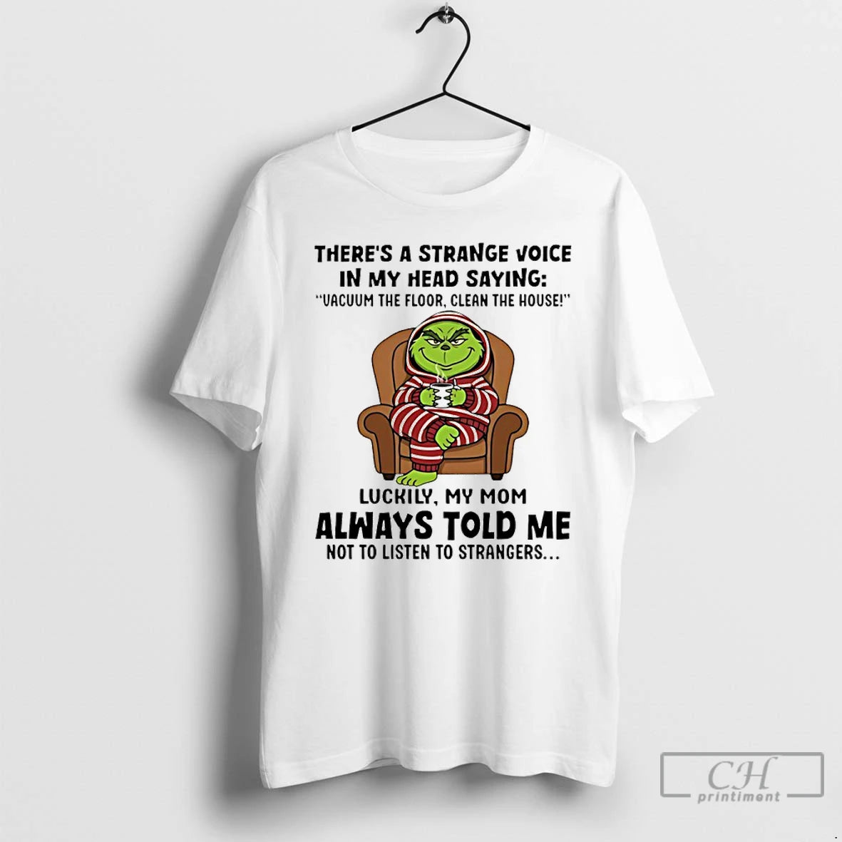 Classic Grinch Theres A Strange Voice In My Head Saying Vacuum The Floor T Shirts Hoodie, Sweatshirt | PopFlextees.com