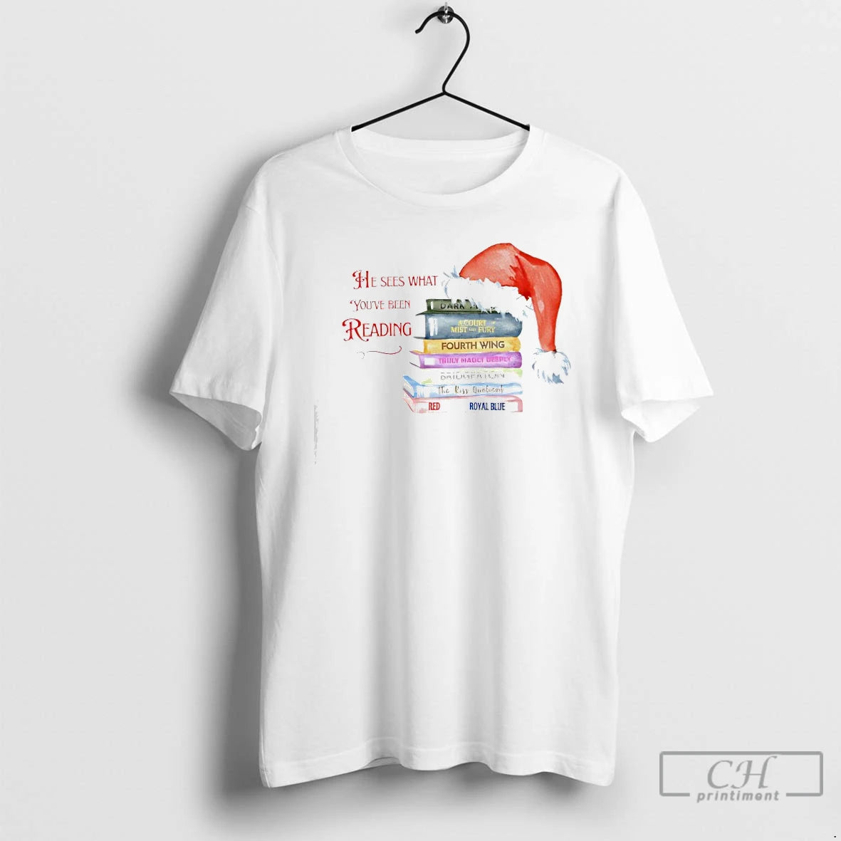 Classic He Sees What Youre Been Reading Spicy Santa T-Shirts, Hoodie, Sweatshirt | PopFlextees.com