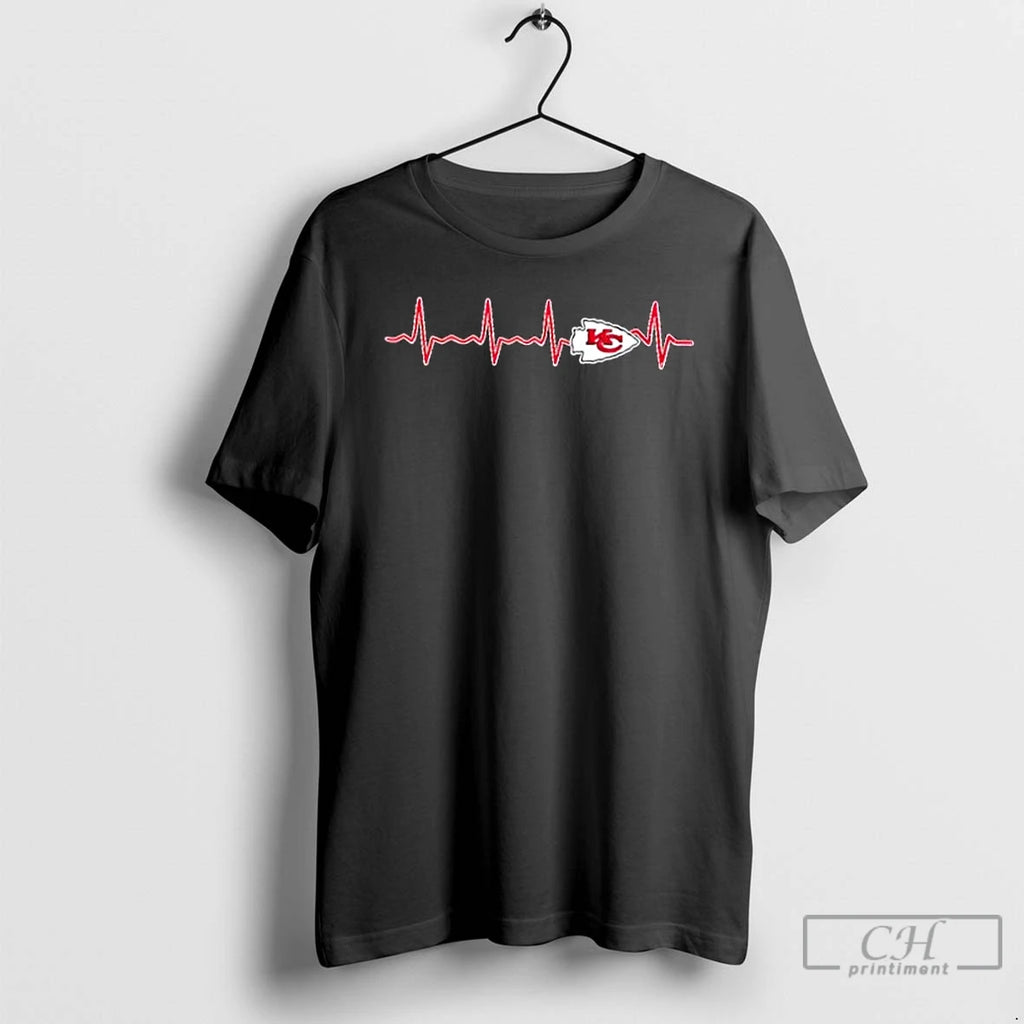 Classic Heartbeat Kansas City Chiefs Football Logo Graphic T-Shirts, Hoodie, Sweatshirt | PopFlextees.com