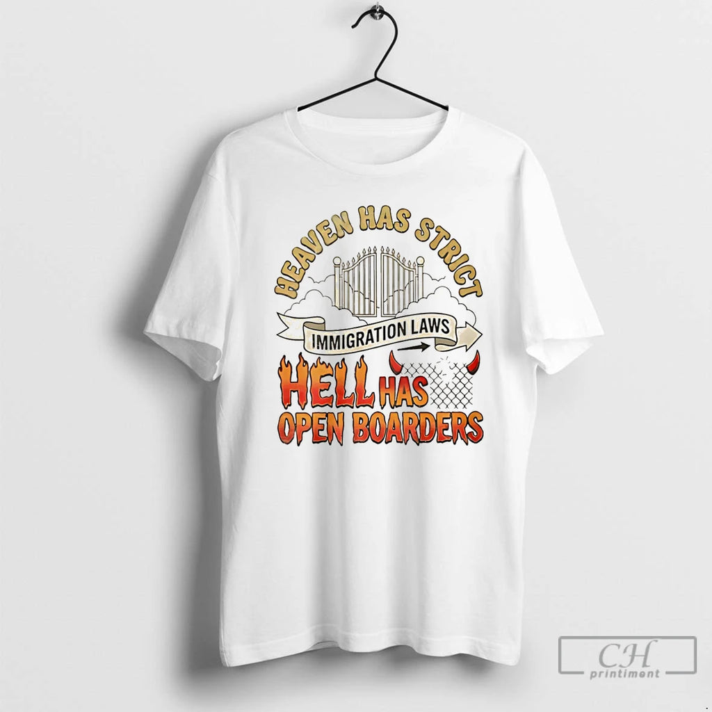 Classic Heaven Has Strict Immigration Laws Hell Has Open Borders Christmas T-Shirts, Hoodie, Sweatshirt | PopFlextees.com