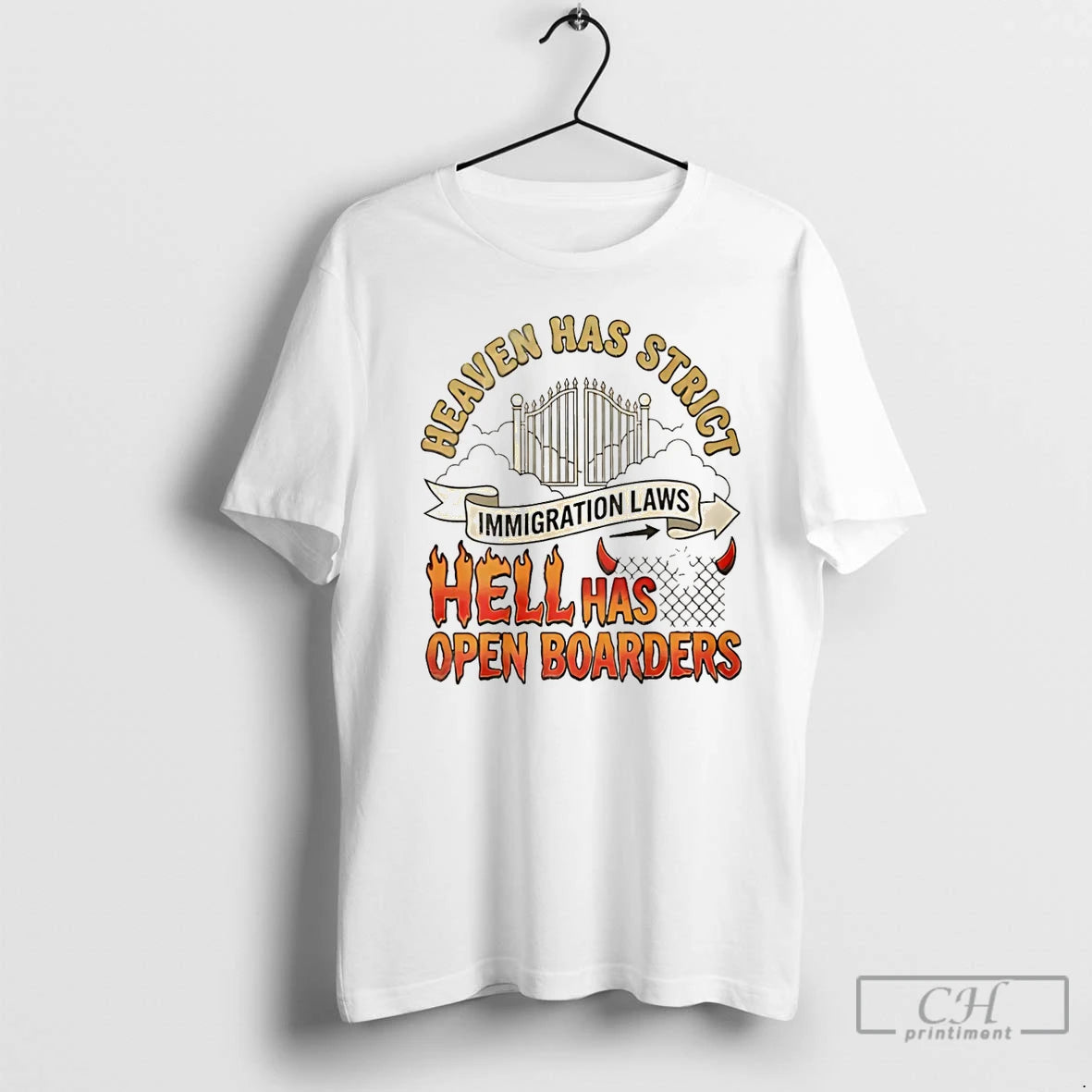 Classic Heaven Has Strict Immigration Laws Hell Has Open Borders Christmas T-Shirts, Hoodie, Sweatshirt | PopFlextees.com