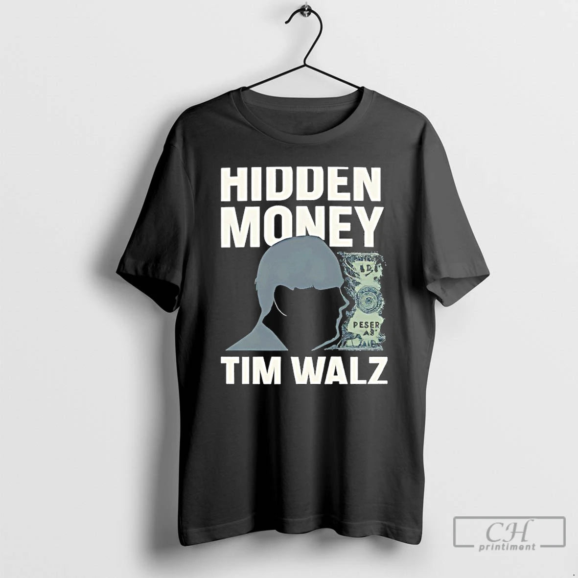 Classic Hidden Money Tim Walz Graphic T-Shirts, Hoodie, Sweatshirt | PopFlextees.com