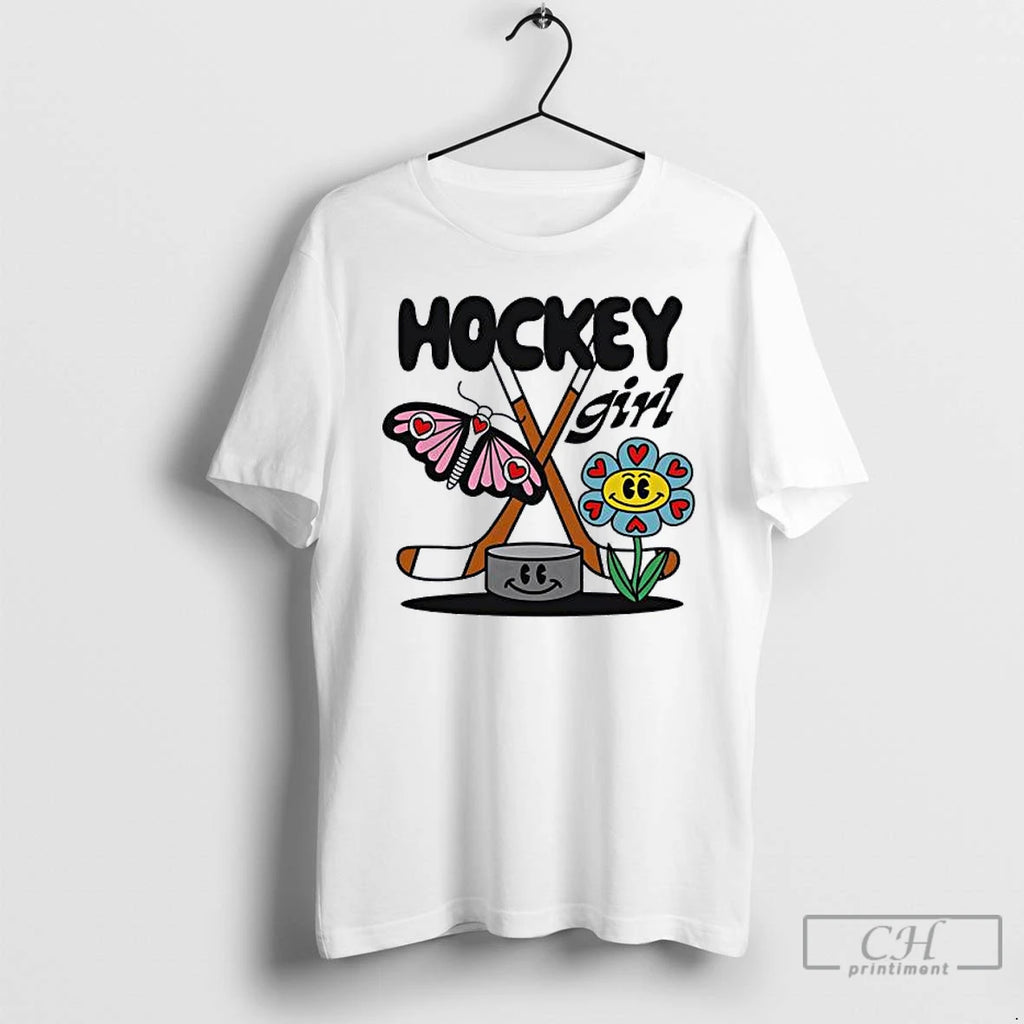 Classic Hockey Girl Toddler Butterfly And Flower T-Shirts, Hoodie, Sweatshirt | PopFlextees.com
