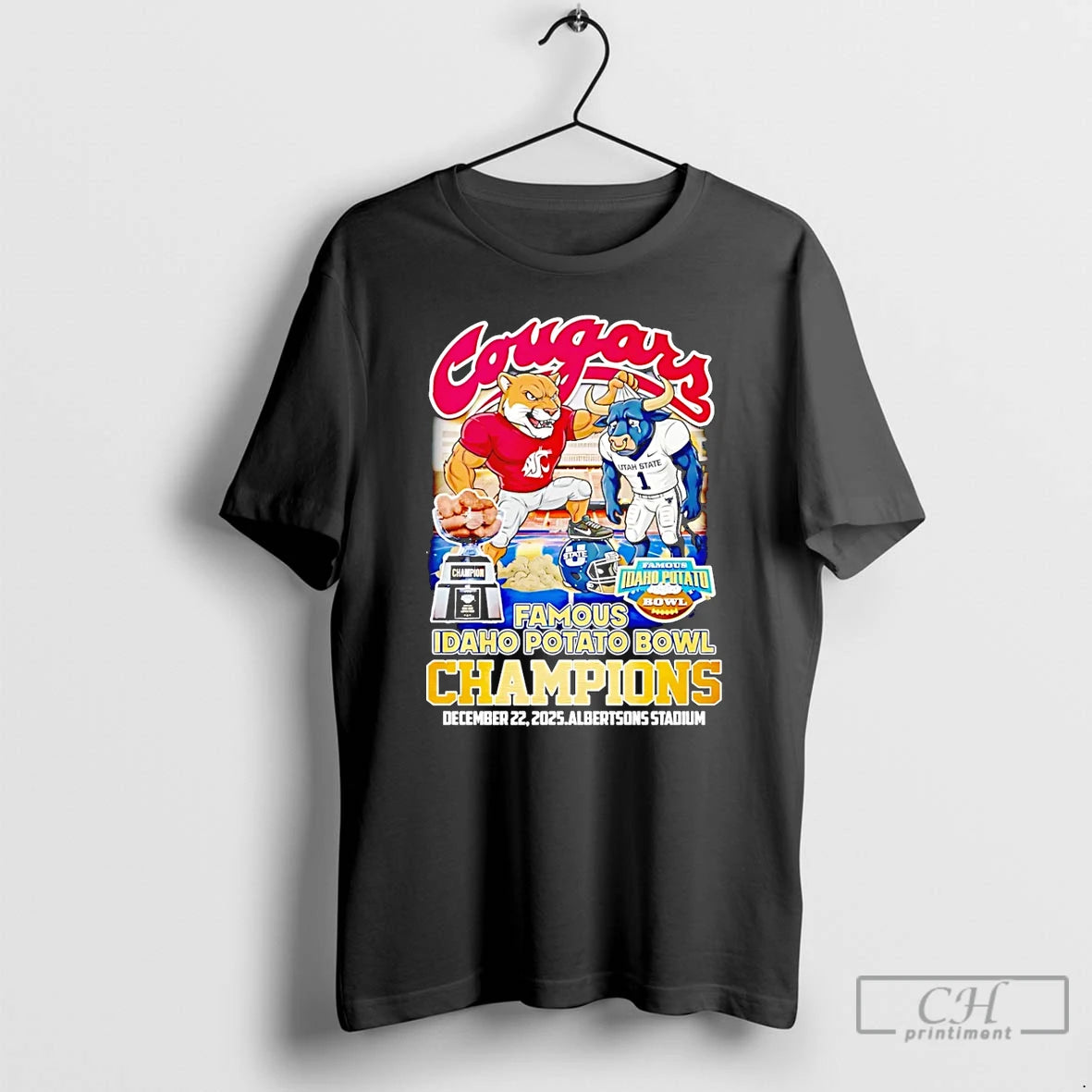 Classic Houston Cougars 2025 Famous Idaho Potato Bowl Champions Mascot T-Shirts, Hoodie, Sweatshirt