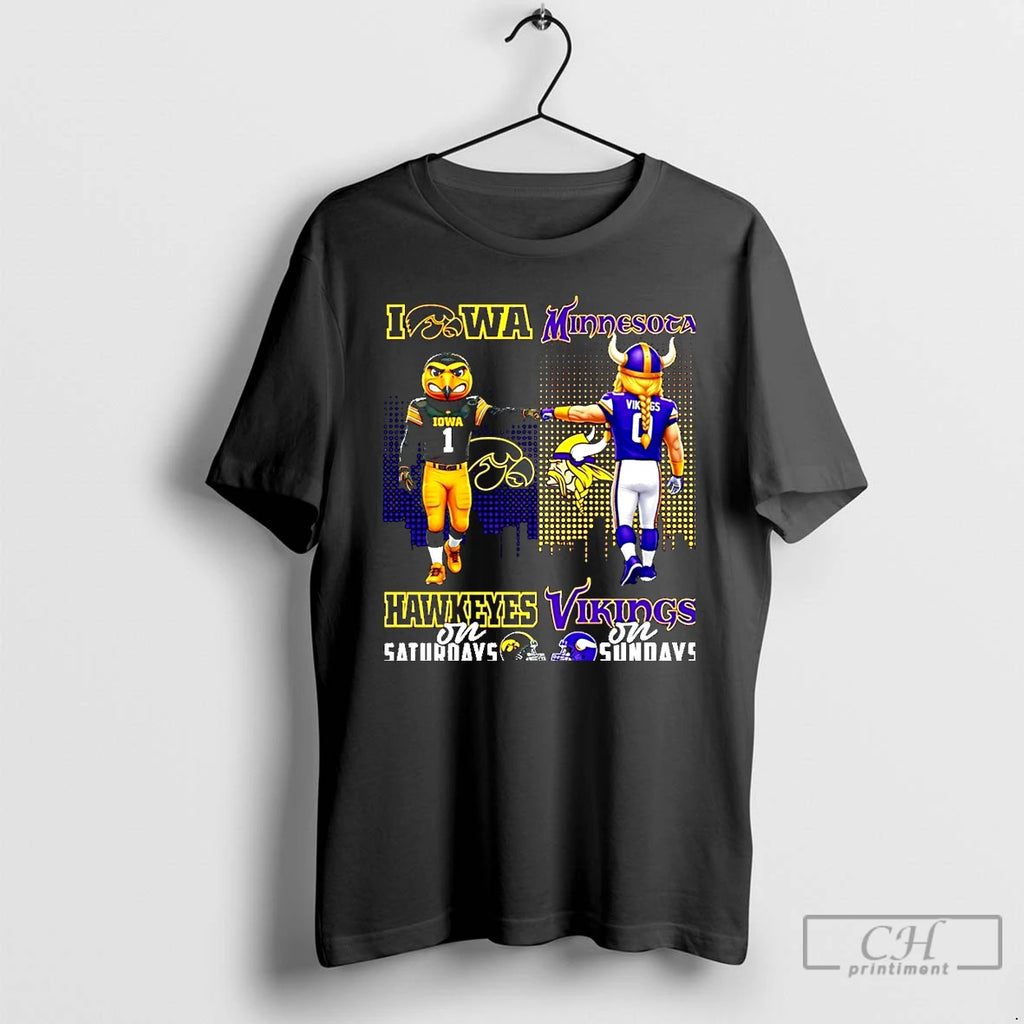 Classic Iowa Hawkeyes On Saturdays Vs Minnesota Vikings On Sundays Mascot Skyline Christmas T Shirts Hoodie, Sweatshirt