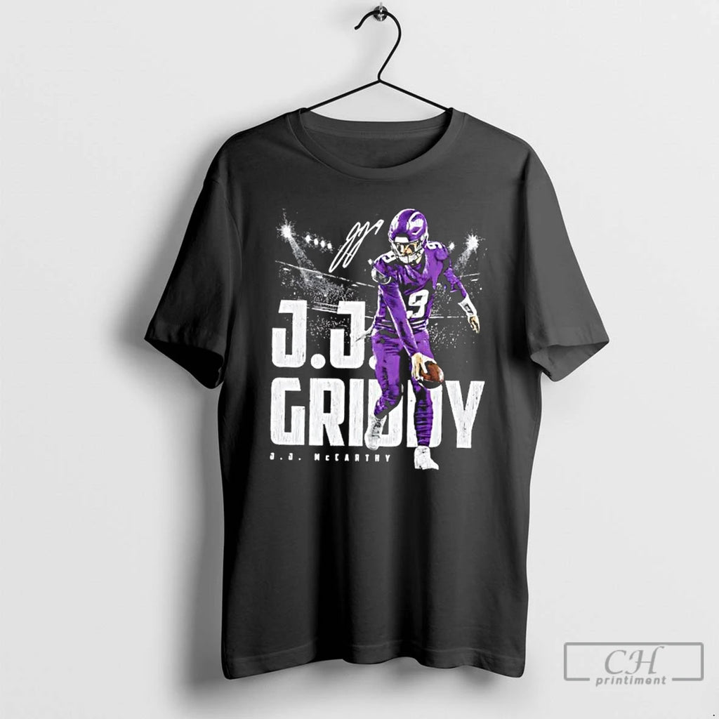 Classic J J Mccarthy Griddy Minnesota Vikings Football Signature T-Shirts, Hoodie, Sweatshirt | PopFlextees.com