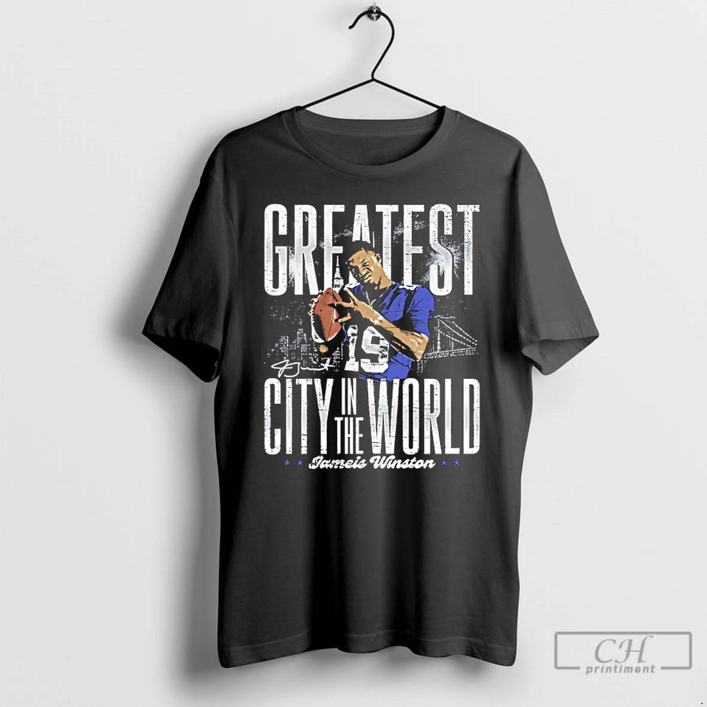 Classic Jameis Winston New York Giants Greatest City In The World Signature T Shirts Sweater Hoodie, Sweatshirt