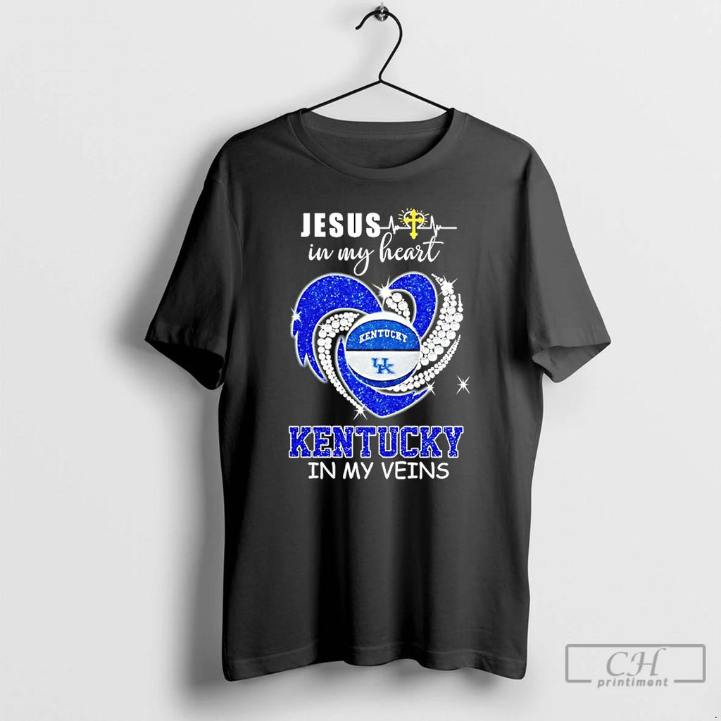 Classic Jesus In My Heart Kentucky Wildcats Basketball In My Veins T-Shirts, Hoodie, Sweatshirt | PopFlextees.com