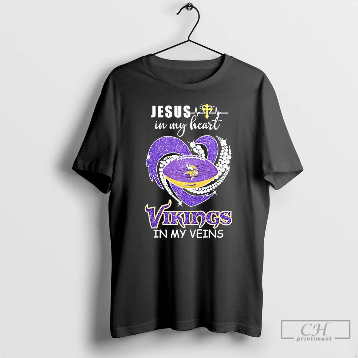 Classic Jesus In My Heart Minnesota Vikings In My Veins T-Shirts, Hoodie, Sweatshirt | PopFlextees.com