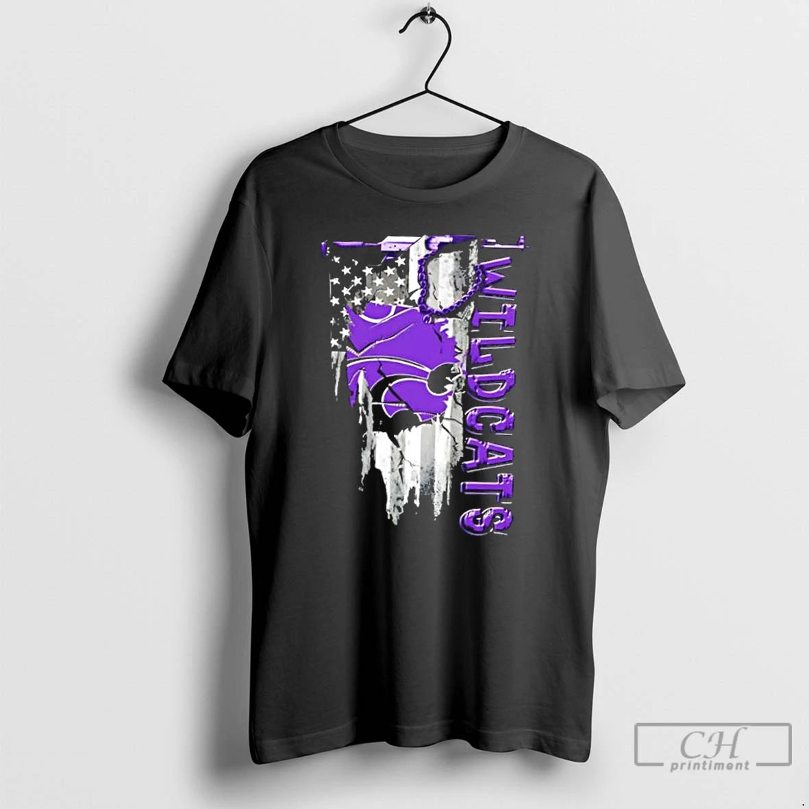 Classic Kansas State Wildcats Football Battle Shattered Usa Flag Rip Design T-Shirts, Hoodie, Sweatshirt | PopFlextees.com