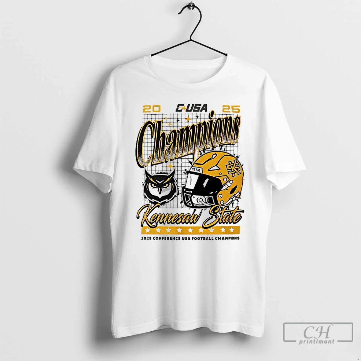 Classic Kennesaw State Owls 2025 Conference Usa Football Champions Helmet T-Shirts, Hoodie, Sweatshirt