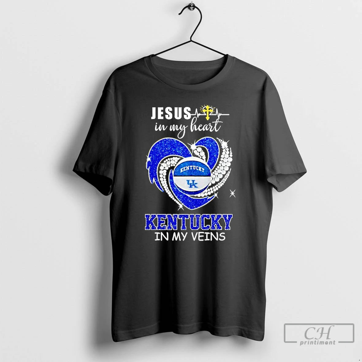 Classic Kentucky Wildcats In My Veins Jesus In My Heart T-Shirts, Hoodie, Sweatshirt | PopFlextees.com
