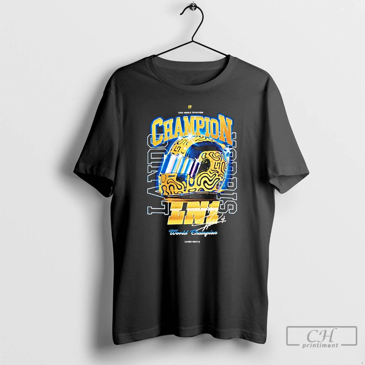 Classic Lando 2025 World Champion Signature Helmet T-Shirts, Hoodie, Sweatshirt | PopFlextees.com