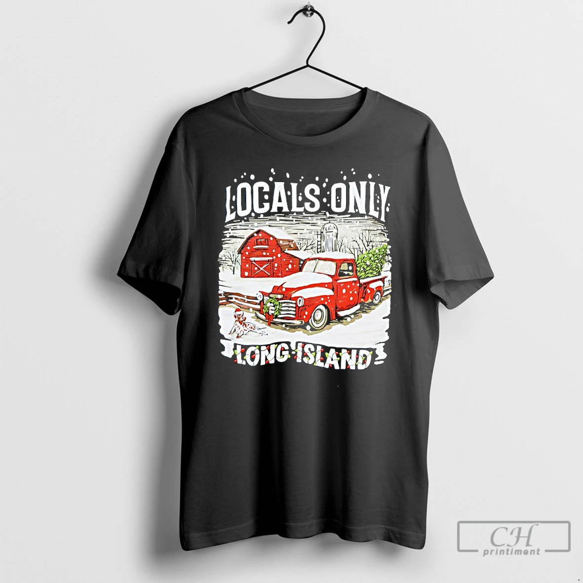 Classic Locals Only Long Island Christmas Red Truck T-Shirts, Hoodie, Sweatshirt | PopFlextees.com