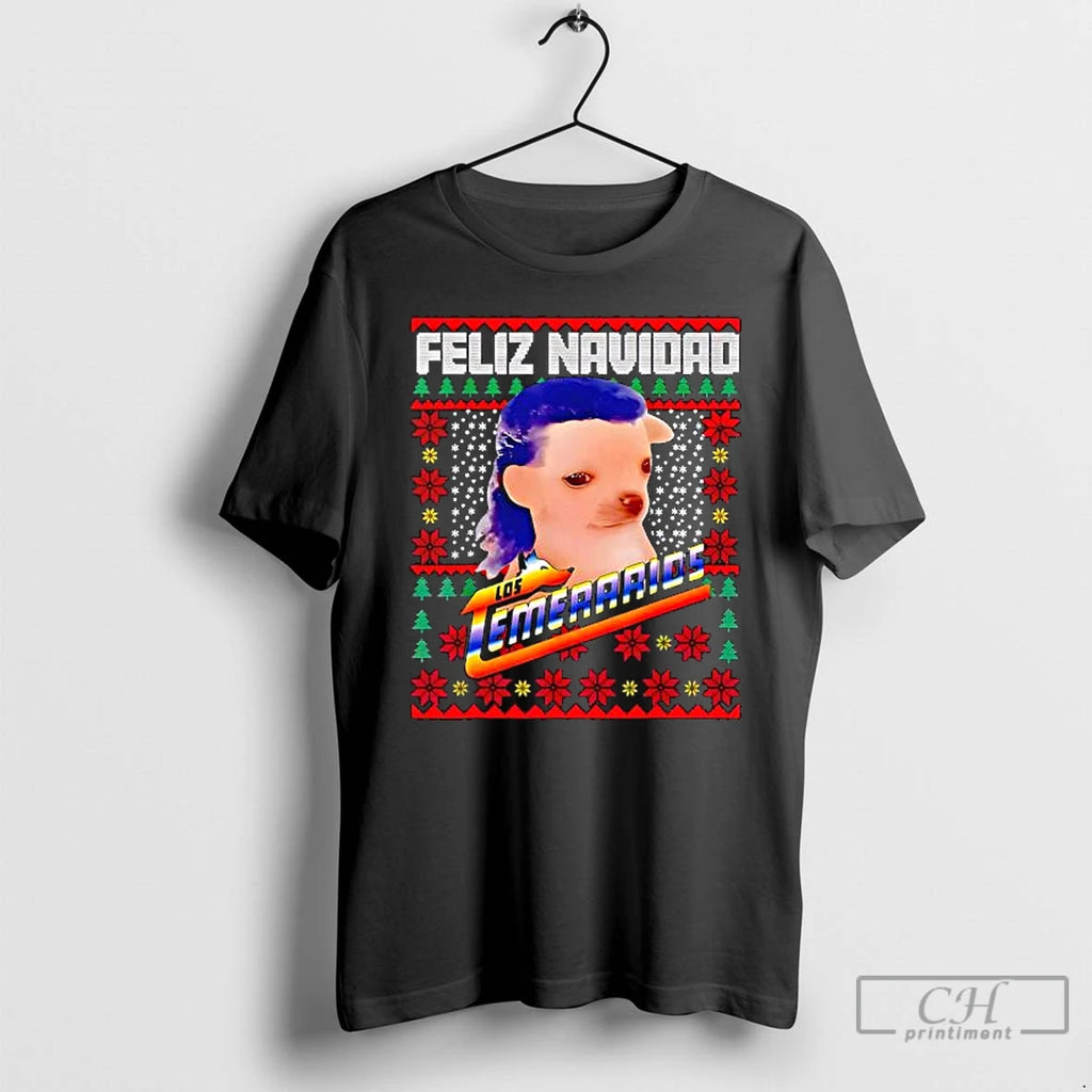 Classic Los Temerarios Dog Merry Christmas Feliz Navidad T-Shirts, Hoodie, Sweatshirt | PopFlextees.com
