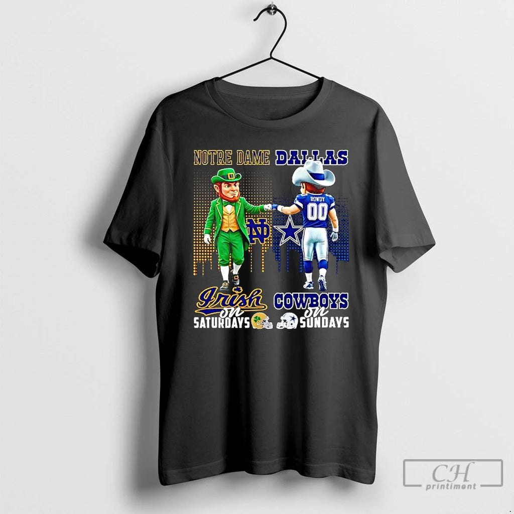 Classic Mascot Of Notre Dame Irish On Saturdays And Dallas Cowboys On Sundays T Shirts Hoodie, Sweatshirt | PopFlextees.com