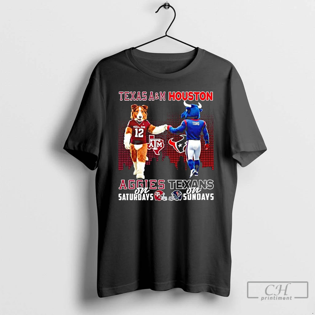 Classic Mascot Of Texas Am Aggies On Saturdays And Houston Texans On Sundays T Shirts Hoodie, Sweatshirt | PopFlextees.com