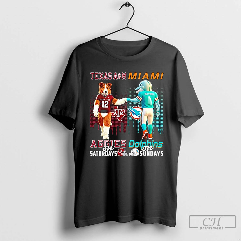 Classic Mascot Of Texas Am Aggies On Saturdays And Miami Dolphins On Sundays T Shirts Hoodie, Sweatshirt | PopFlextees.com