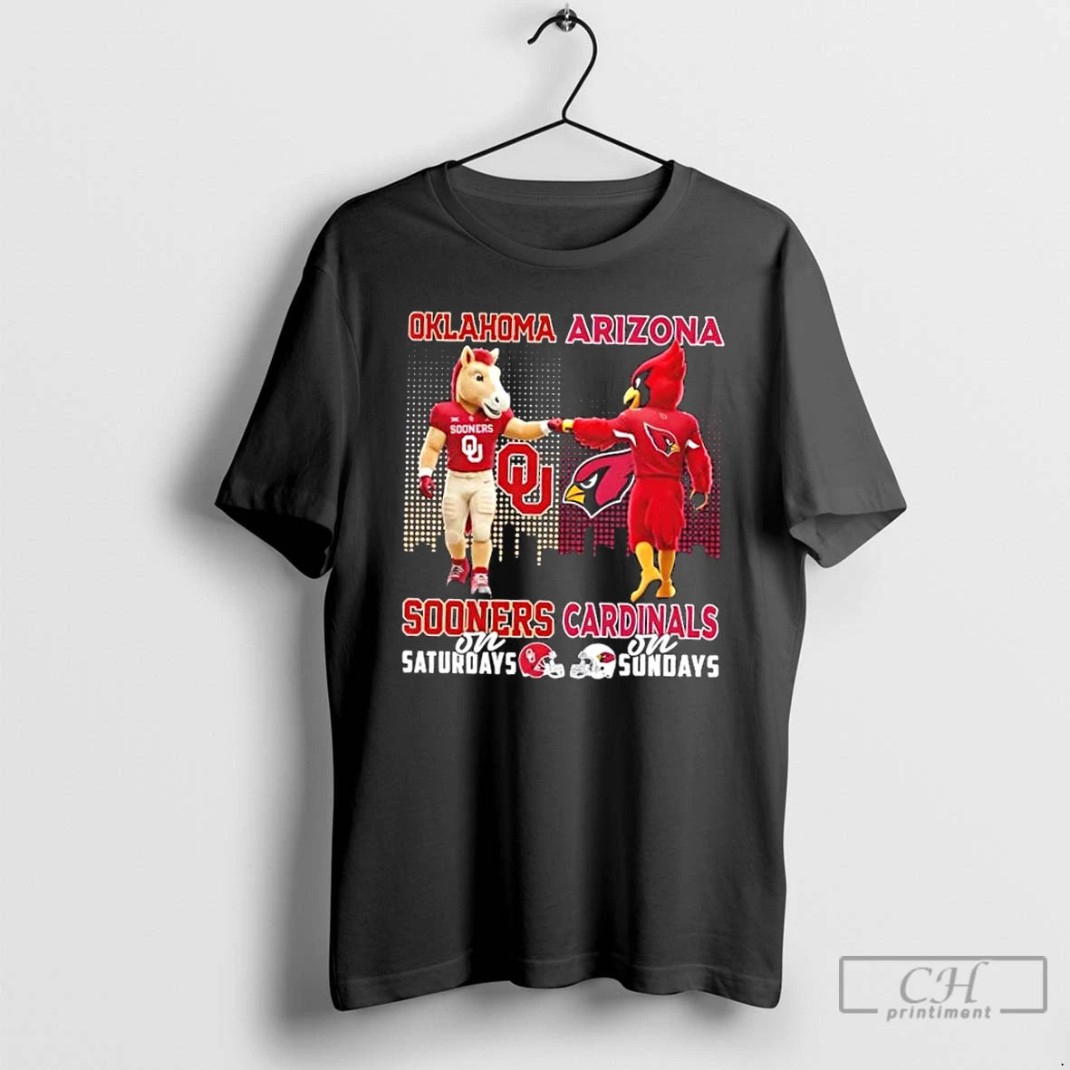 Classic Mascots Oklahoma Sooners On Saturdays X Arizona Cardinals On Sundays Skyline T Shirts Sweater Hoodie, Sweatshirt