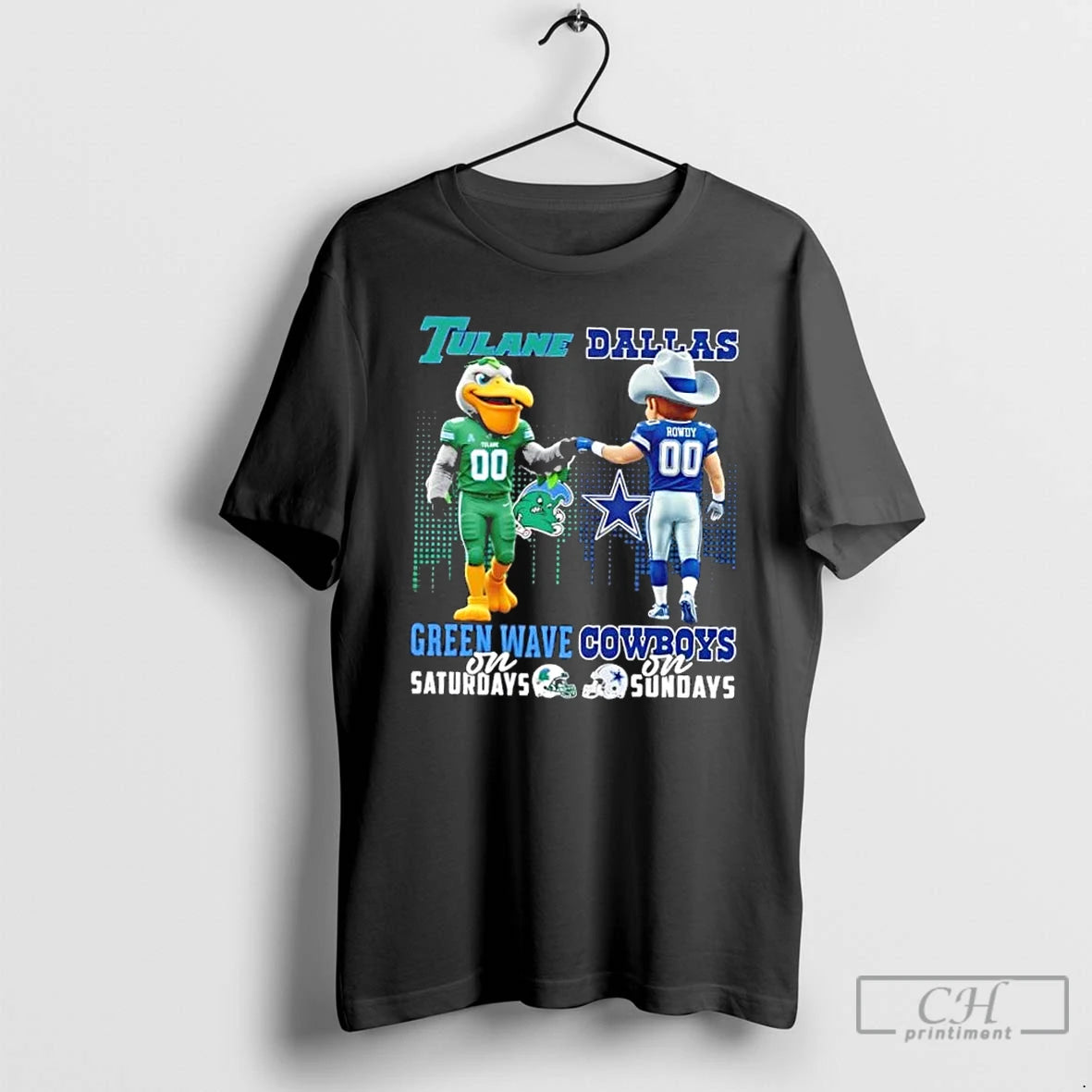 Classic Mascots Tulane Green Wave On Saturdays X Dallas Cowboys On Sundays Skyline T Shirts Hoodie, Sweatshirt