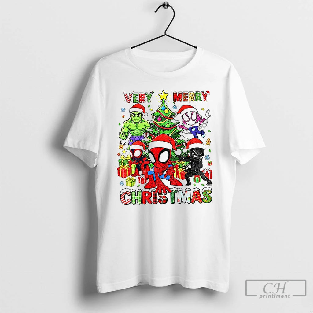 Classic Mavel Very Merry Christmas Spidey And His Amazing Friends The Avengers T Shirts Sweater Hoodie, Sweatshirt