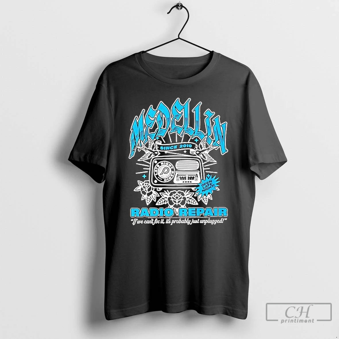 Classic Medellin Radio Repair Late Night Since 2010 Graphic T-Shirts, Hoodie, Sweatshirt | PopFlextees.com