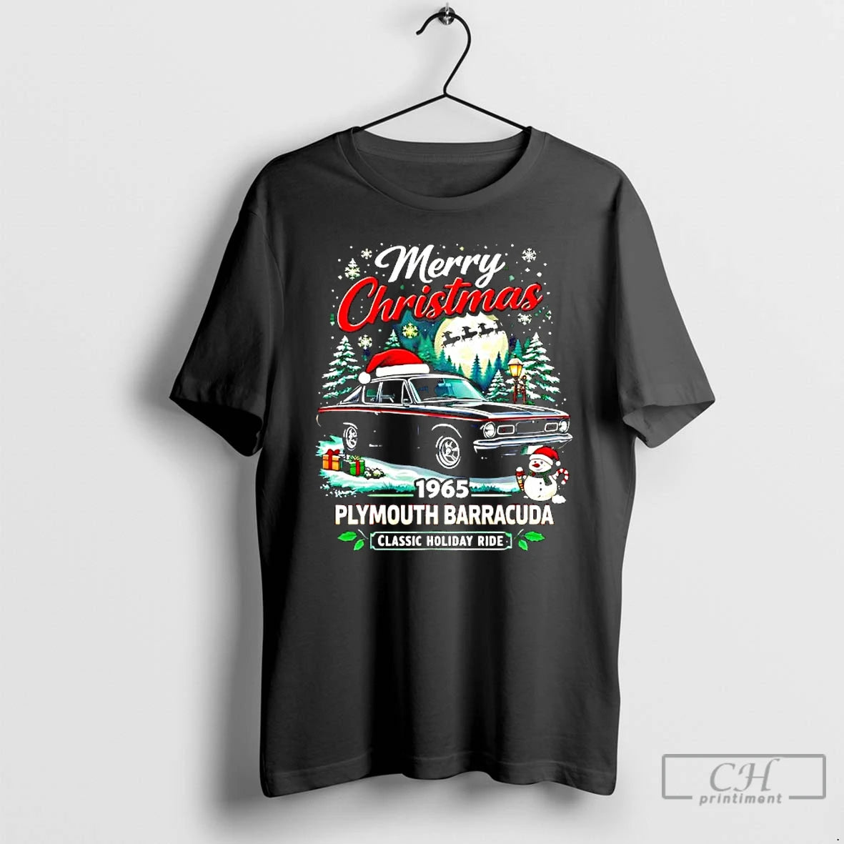 Classic Merry Christmas 1965 Plymouth Barracuda Classic Holiday Ride T-Shirts, Hoodie, Sweatshirt | PopFlextees.com