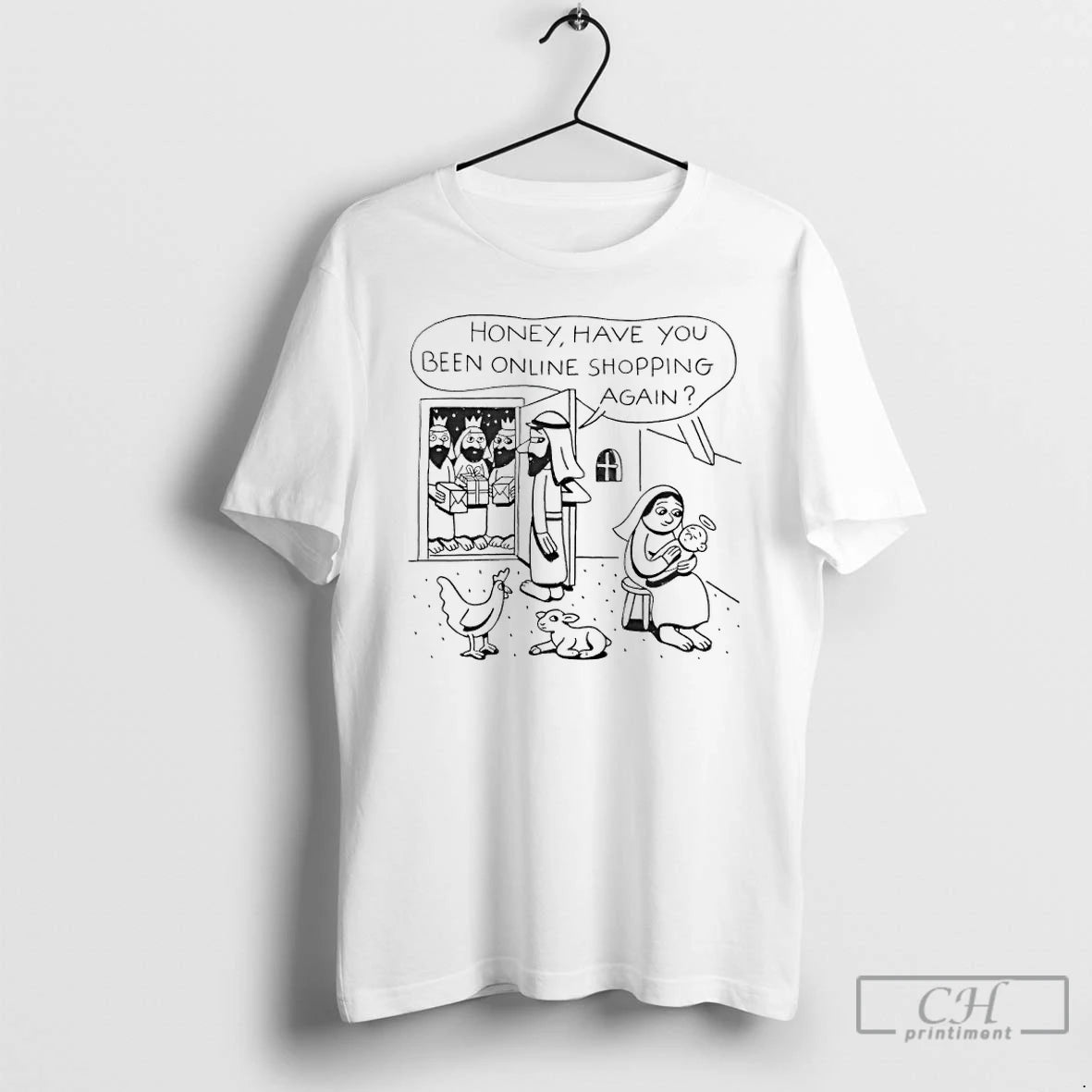 Classic Merry Christmas Everyone Honey Have You Been Online Shopping Again T-Shirts, Hoodie, Sweatshirt | PopFlextees.com