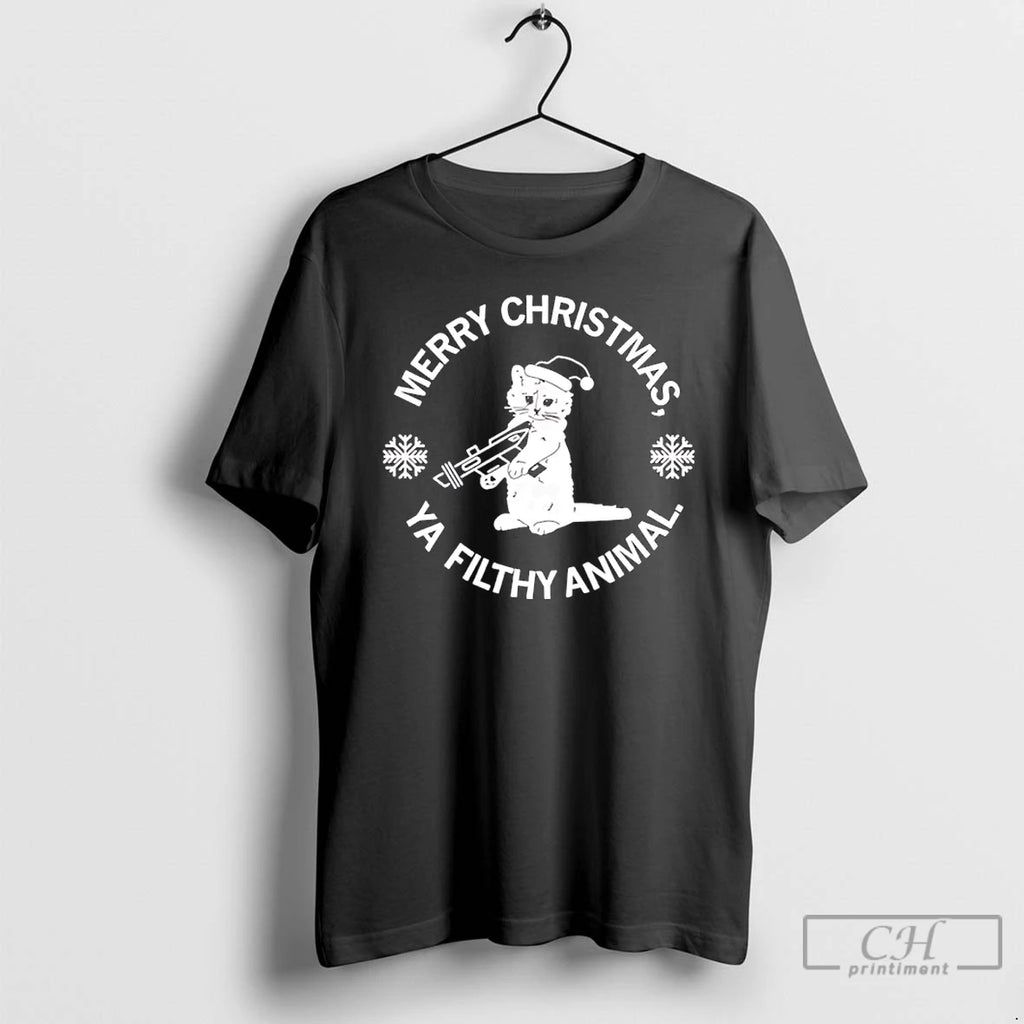 Classic Merry Christmas Ya Filthy Animal Cat T-Shirts, Hoodie, Sweatshirt | PopFlextees.com