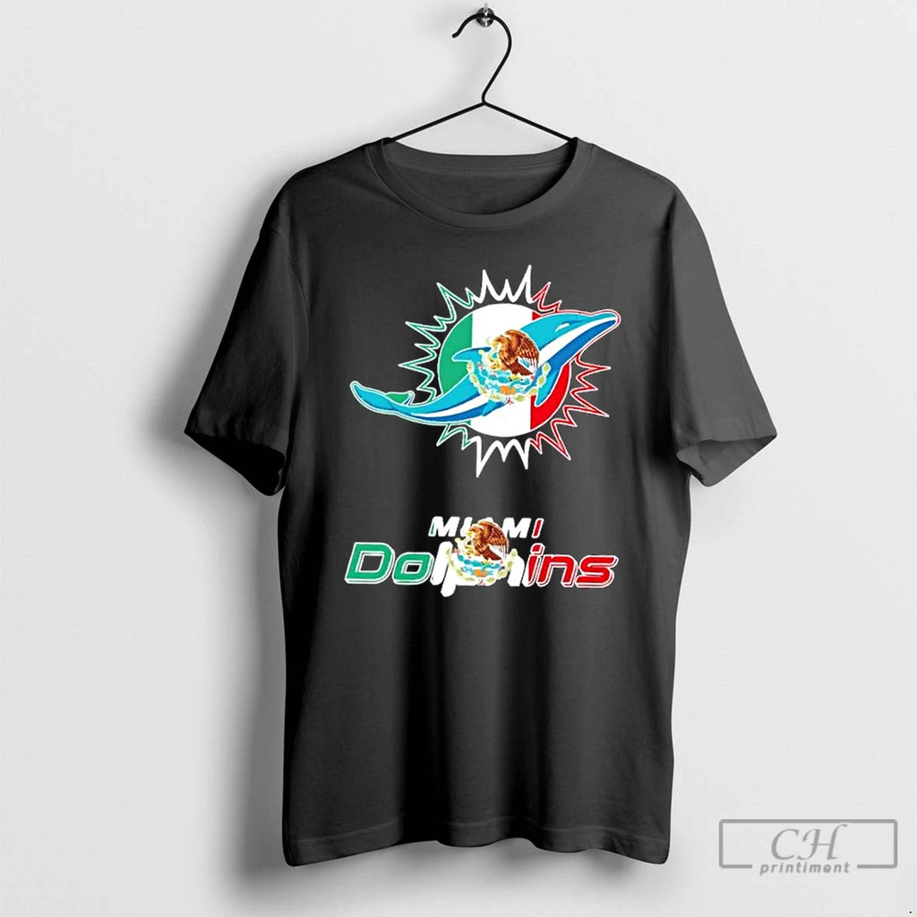 Classic Miami Dolphins Football X Mexican Flag Logo T-Shirts, Hoodie, Sweatshirt | PopFlextees.com