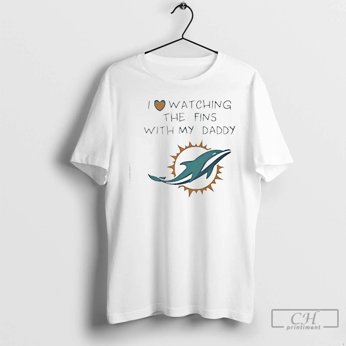 Classic Miami Dolphins Love I Watching Fins With Daddy Baby T-Shirts, Hoodie, Sweatshirt | PopFlextees.com