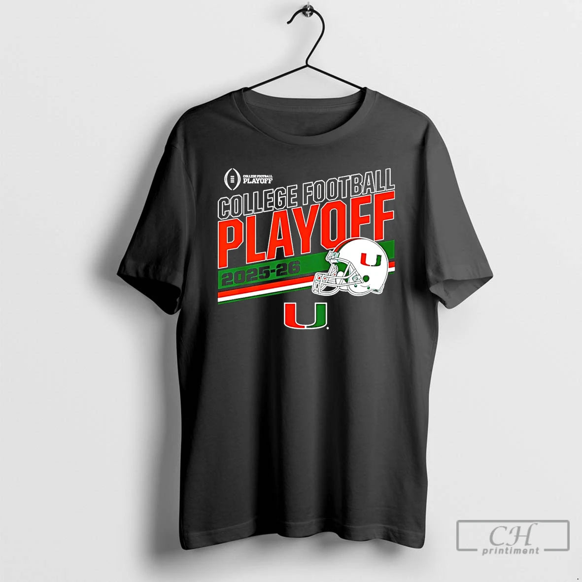 Classic Miami Football 2025 26 Cfp Stripe T-Shirts, Hoodie, Sweatshirt | PopFlextees.com