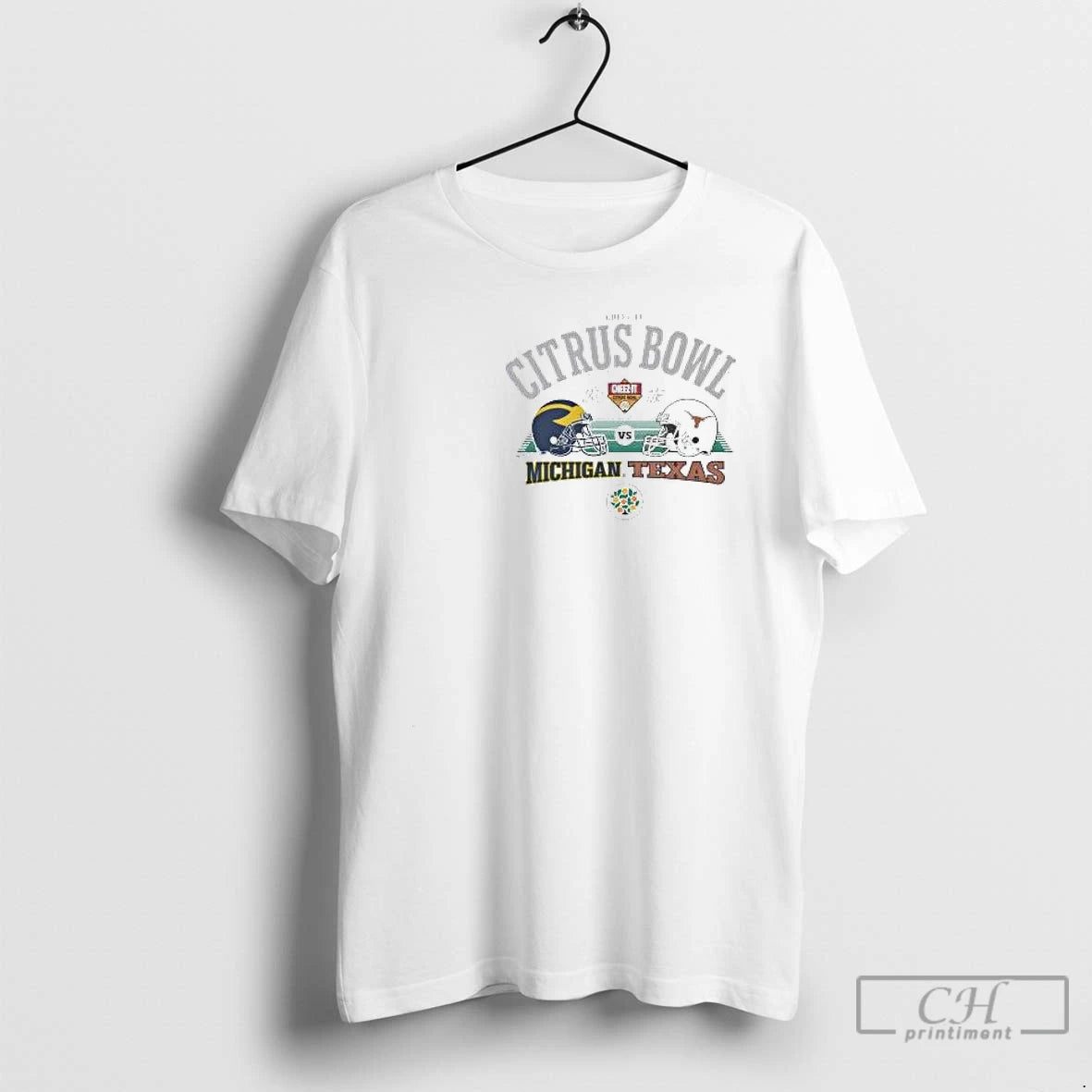Classic Michigan Wolverines Vs Texas Longhorns 2025 Cheez Citrus Bowl Head Head Circle T-Shirts, Hoodie, Sweatshirt
