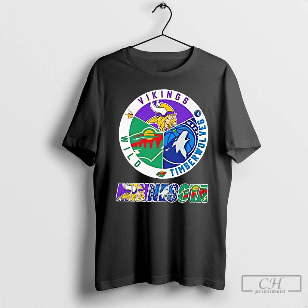 Classic Minnesota City Sports Vikings Timberwolves Wild Logo T-Shirts, Hoodie, Sweatshirt | PopFlextees.com