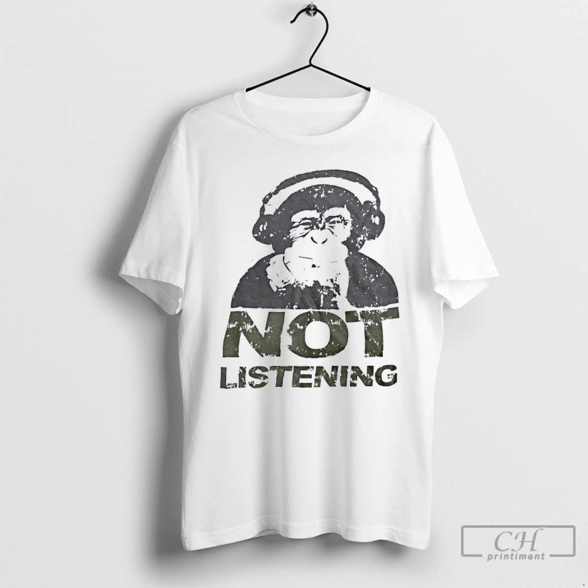 Classic Monkey Wearing Headphone Not Listening T-Shirts, Hoodie, Sweatshirt | PopFlextees.com