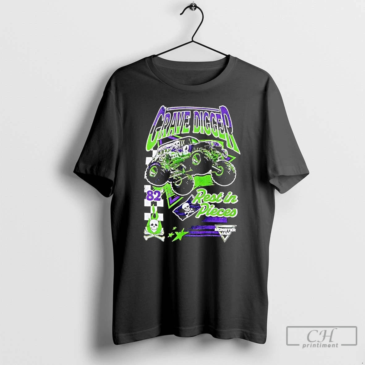 Classic Monster Jam Grave Digger Rest In Pieces Retro T-Shirts, Hoodie, Sweatshirt | PopFlextees.com