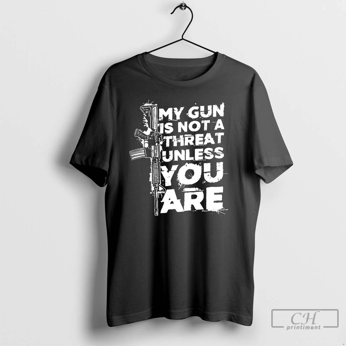 Classic My Gun Is Not A Threat Unless You Are Letter T-Shirts, Hoodie, Sweatshirt | PopFlextees.com