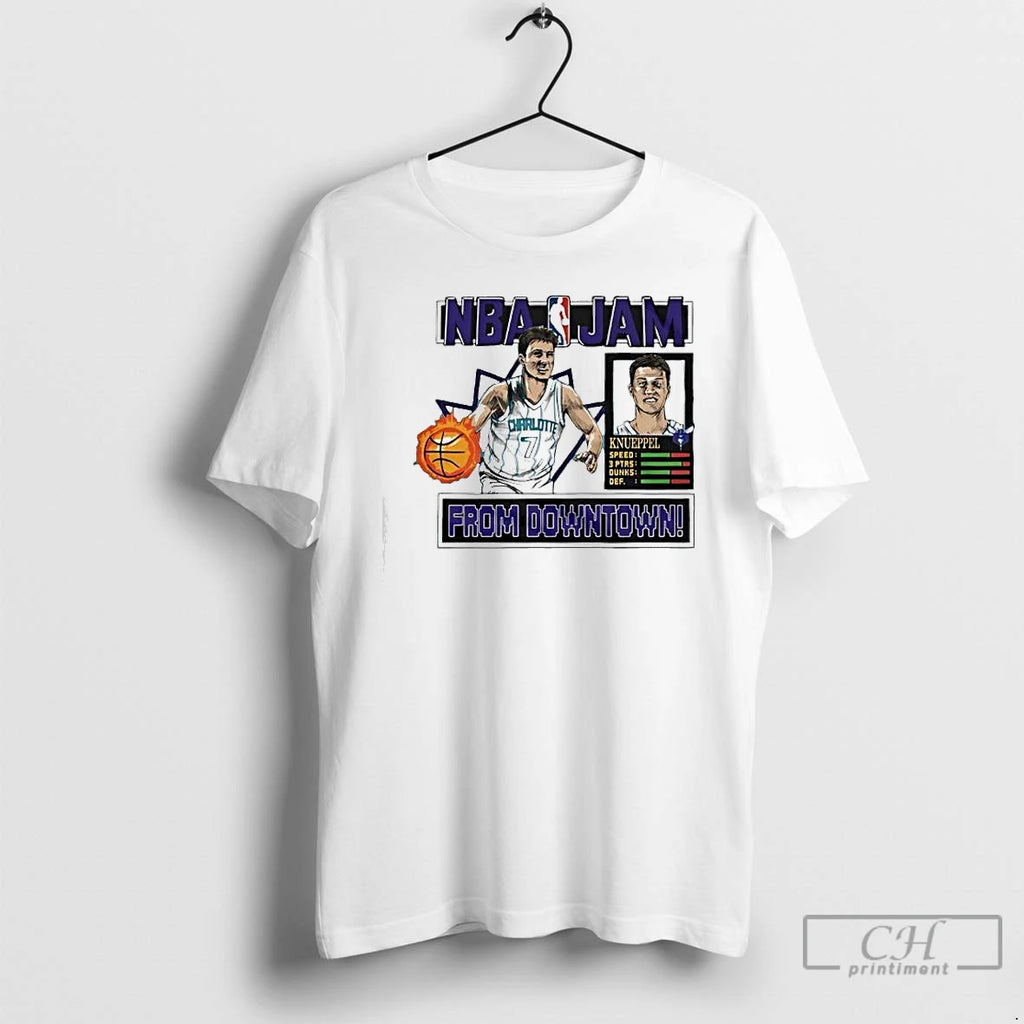 Classic Nba Jam Charlotte Hornets Kon Knueppel From Downtown T-Shirts, Hoodie, Sweatshirt | PopFlextees.com