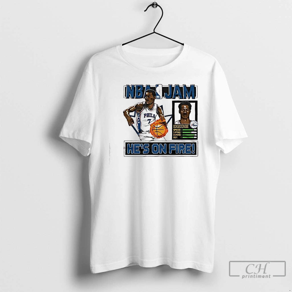 Classic Nba Jam Philadelphia 76ers V J Edgecombe Hes On Fire T-Shirts, Hoodie, Sweatshirt | PopFlextees.com