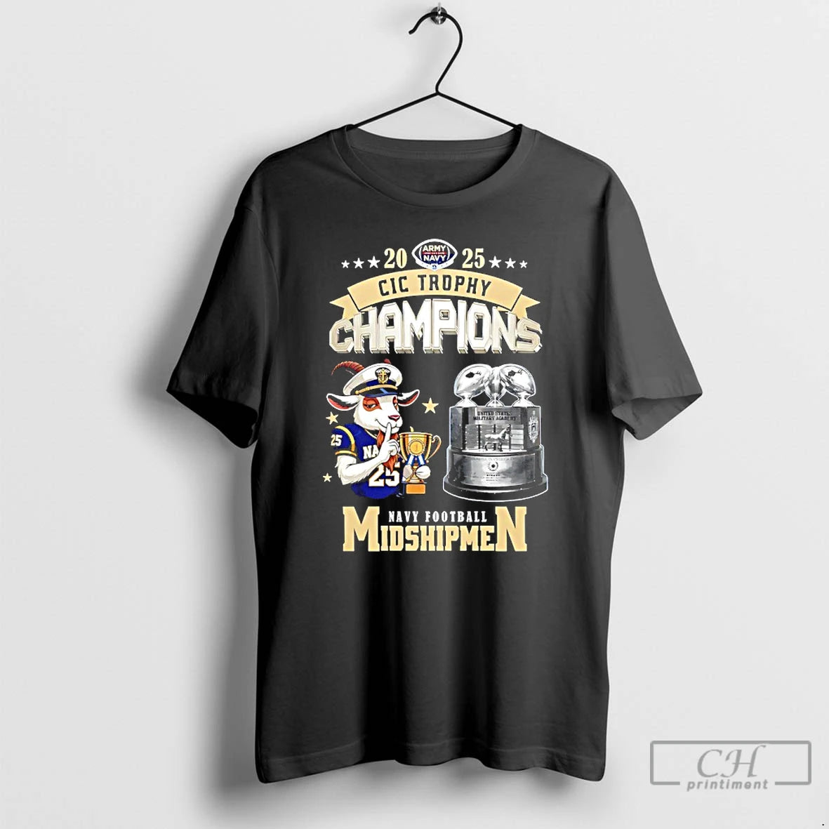 Classic Navy Midshipmen Football 2025 Cic Trophy Champions Mascot T-Shirts, Hoodie, Sweatshirt | PopFlextees.com